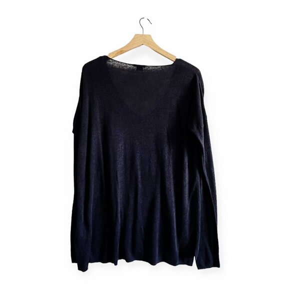 Theory Larlissa Sag Harbor Blue Linen Blend V neck Sweater, Size L - Picture 2 of 13